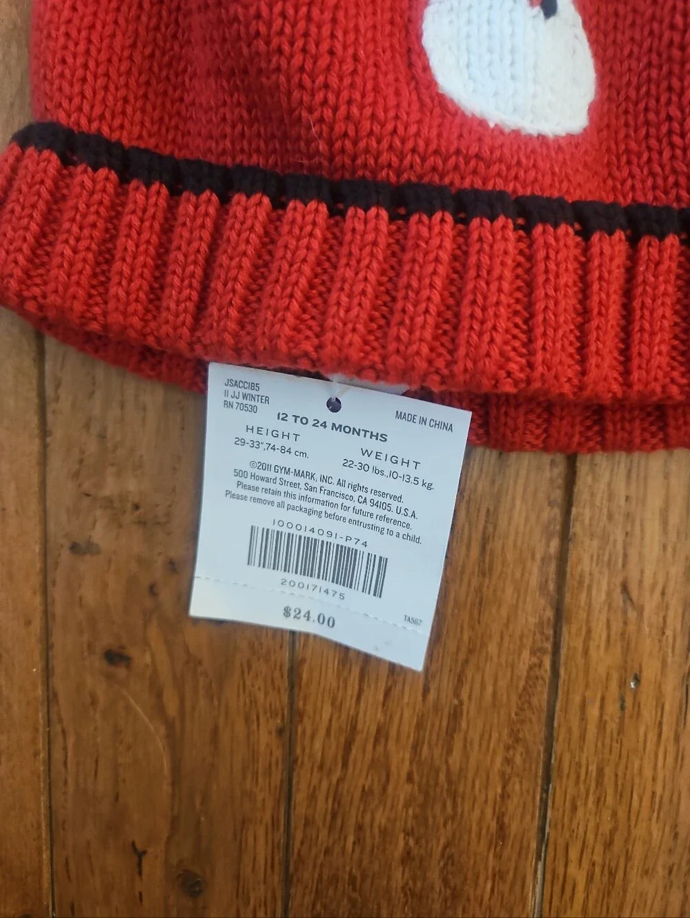NWT Janie & Jack Red Snowman Sweater Knit Snowman Lane Winter Hat 12-24 months